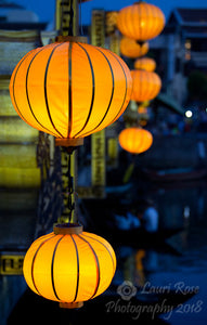 Limited Edition Photograph of Glowing Lanterns on the Thu-Bon River, in Hoi-An, Vietnam.  Photograph by Denver artist, Lauri R. Dunn.  